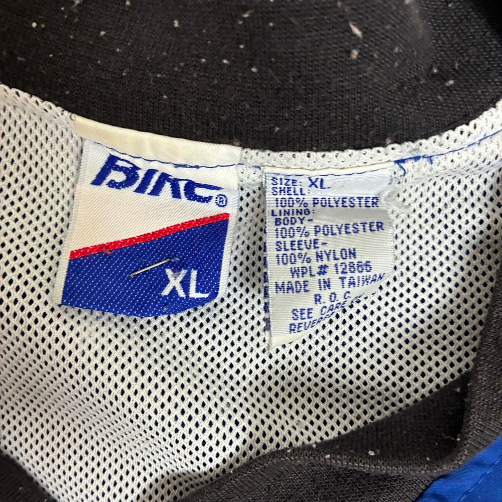 Vintage Bike Mens XL Windbreaker Pullover V-Neck Colorblock Blue Black White - Picture 3 of 6